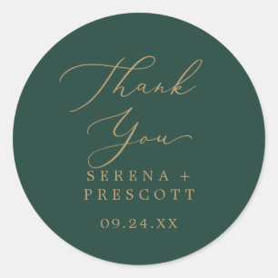 Delicate Gold and Green Thank You Favor Sticker