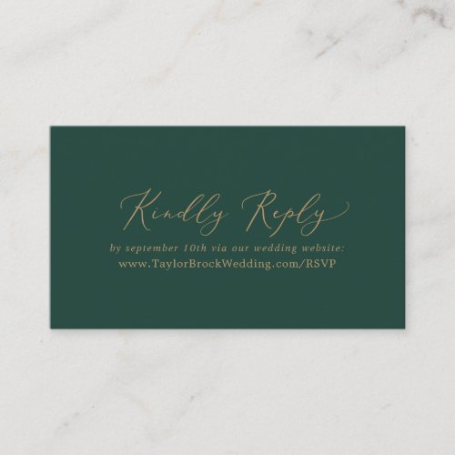 Delicate Gold and Green Wedding Website RSVP Enclosure Card