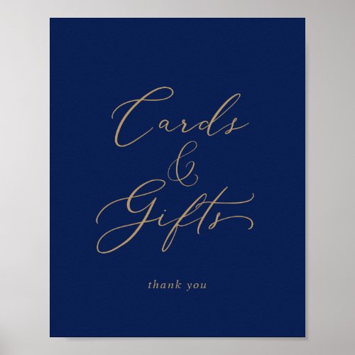 Delicate Gold and Navy Cards and Gifts Sign