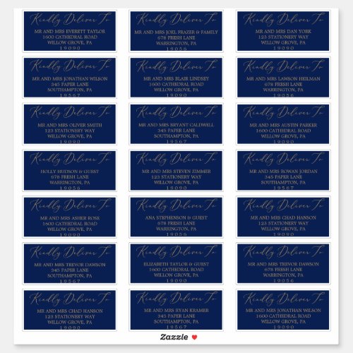 Delicate Gold and Navy Guest Address Labels