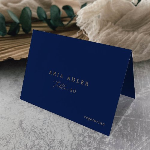 Delicate Gold and Navy Menu Option Place Cards
