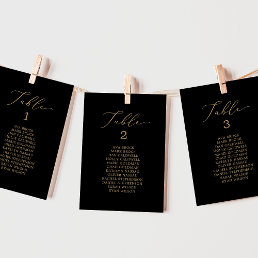 Delicate Gold Black Table Seating Chart Card