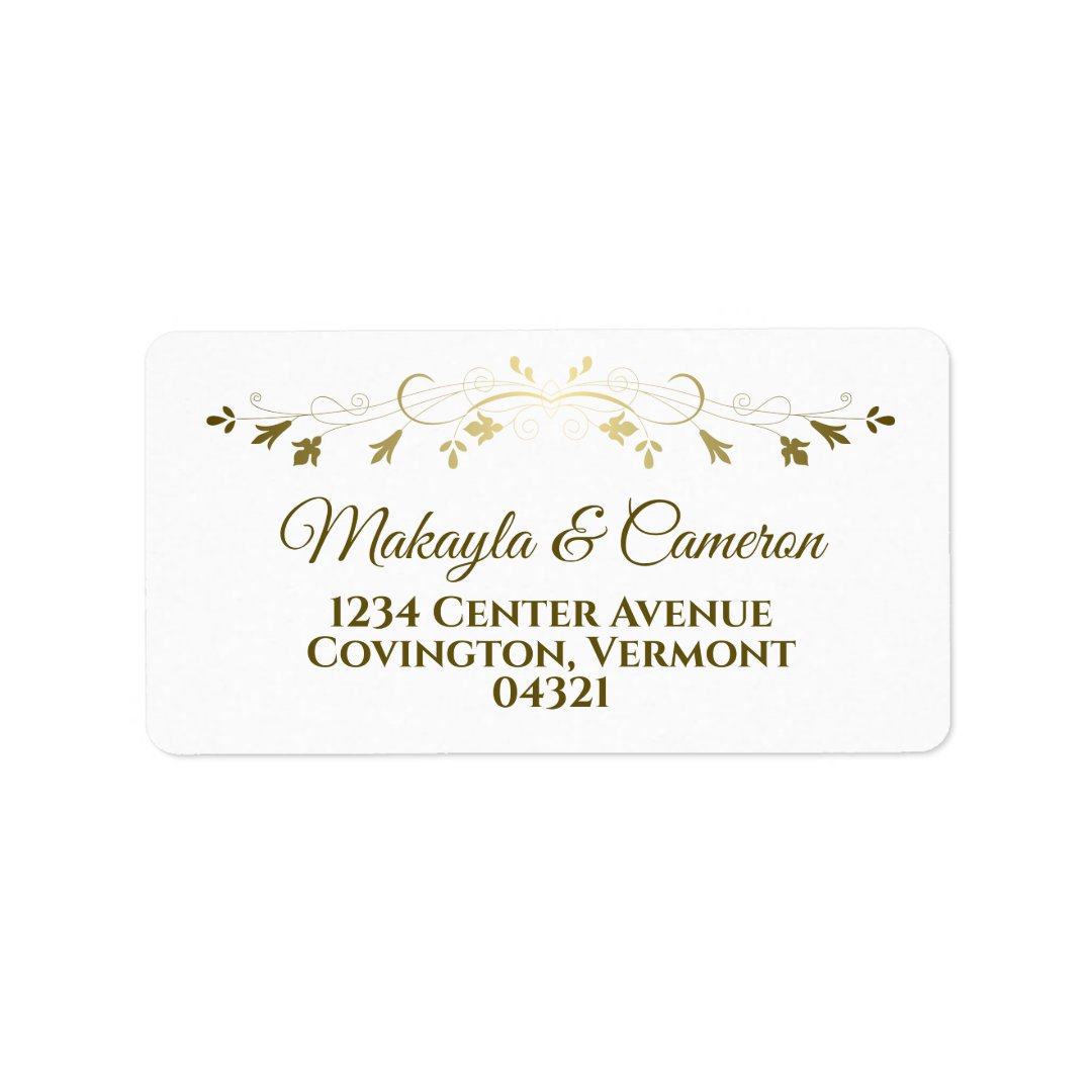 Delicate Gold Border Elegant Wedding Address Label | Zazzle