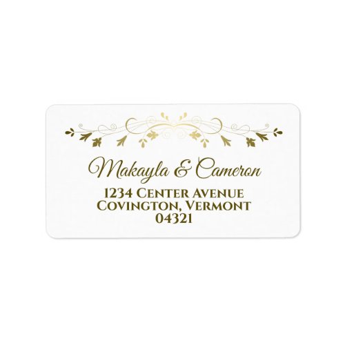 Delicate Gold Border Elegant Wedding Address Label