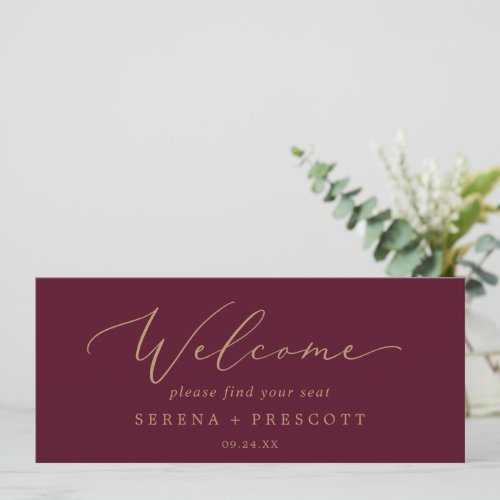 Delicate Gold Burgundy Seating Chart Header
