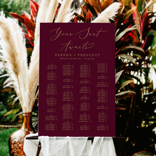 Delicate Gold Burgundy Your Seat Awaits Seating Foam Board (Creator Uploaded)