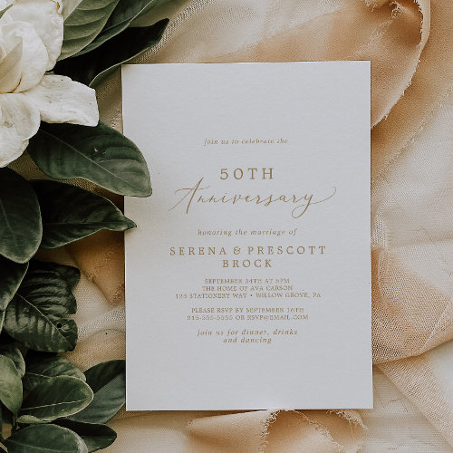 Delicate Gold Calligraphy 50th Wedding Anniversary