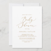 Delicate Gold Calligraphy Baby Shower Invitation (Front)