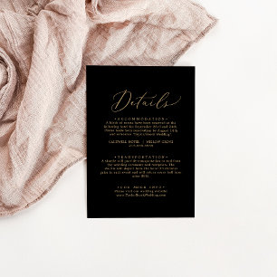 Delicate Gold Calligraphy   Black Details Enclosure Card