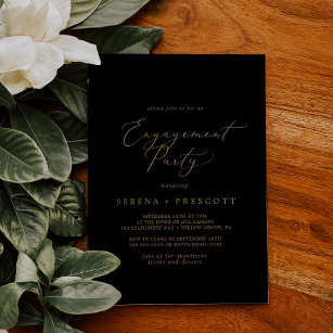 Black And Gold Engagement Party Invitations & Templates | Zazzle