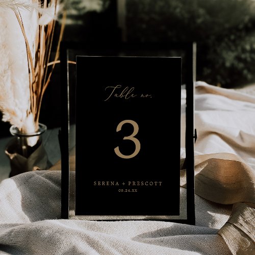 Delicate Gold Calligraphy  Black Table No Table Number