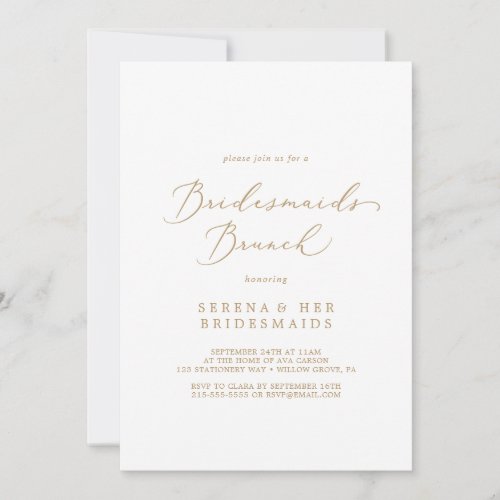 Delicate Gold Calligraphy Bridesmaids Brunch Invitation