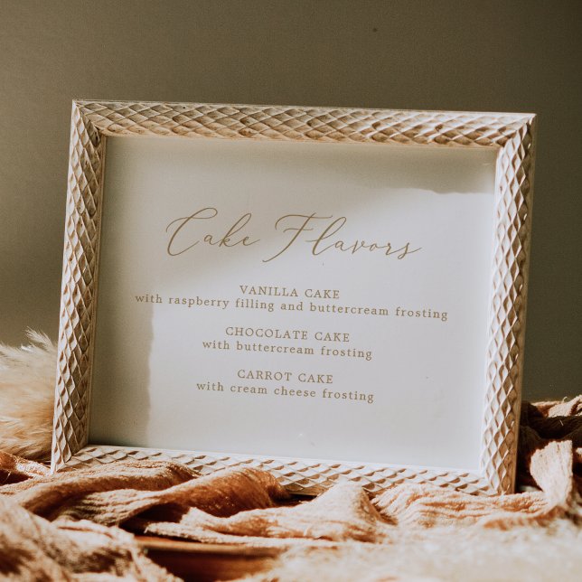 Delicate Gold Calligraphy Cake Flavors Poster (Creator Uploaded)