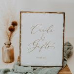 Delicate Gold Calligraphy Cards and Gifts Sign<br><div class="desc">This delicate gold calligraphy cards and gifts sign is perfect for a modern wedding or bridal shower. The romantic minimalist design features lovely and elegant champagne golden yellow typography on a white background with a clean and simple look. The line of text at the bottom of the sign can be...</div>