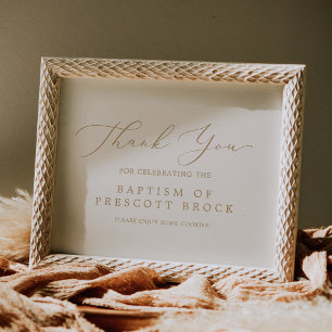 Delicate Gold Calligraphy Cream Baptism Favor Poster