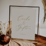 Delicate Gold Calligraphy | Cream Cards and Gifts Poster<br><div class="desc">This delicate gold calligraphy cream cards and gifts sign is perfect for a modern wedding or bridal shower. The romantic minimalist design features lovely and elegant champagne golden yellow typography on an ivory cream background with a clean and simple look. The line of text at the bottom of the sign...</div>