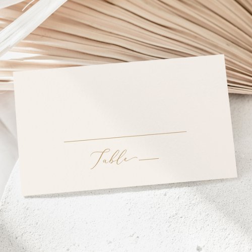 Delicate Gold Calligraphy  Cream Flat Wedding Place Card