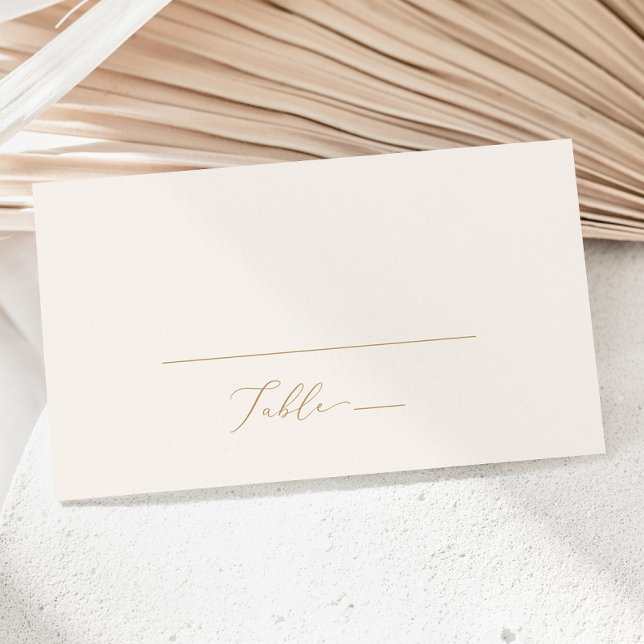 Delicate Gold Calligraphy | Cream Flat Wedding Place Card (Creator Uploaded)