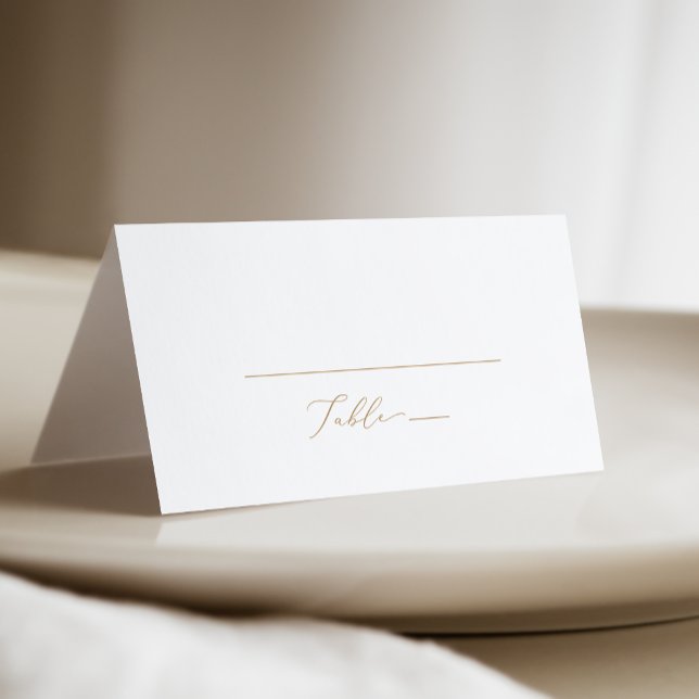 Delicate Gold Calligraphy | Cream Folded Wedding Place Card (Creator Uploaded)