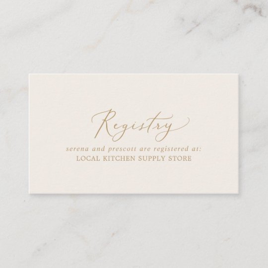 Delicate Gold Calligraphy Cream T Registry Enclosure Card