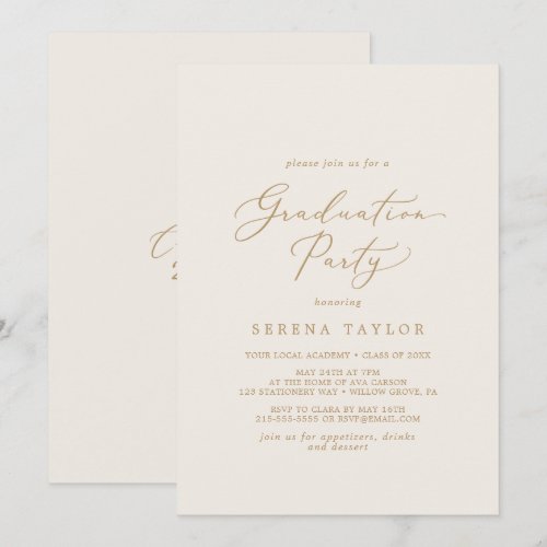 Delicate Gold Calligraphy | Cream Graduation Party
