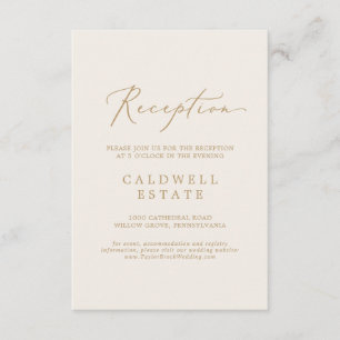 Delicate Gold Calligraphy Cream Reception Enclosure Card