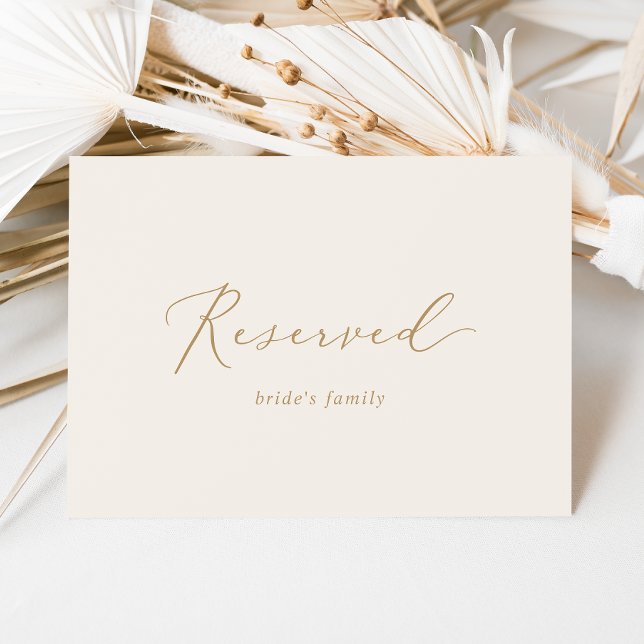 Delicate Gold Calligraphy | Cream Reserved Sign (Creator Uploaded)