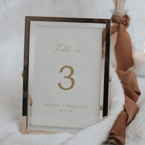 Delicate Gold Calligraphy  Cream Table No Table Number