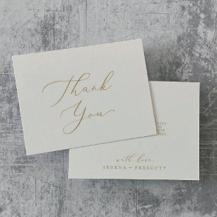 Delicate Gold Calligraphy   Cream Thank You Card