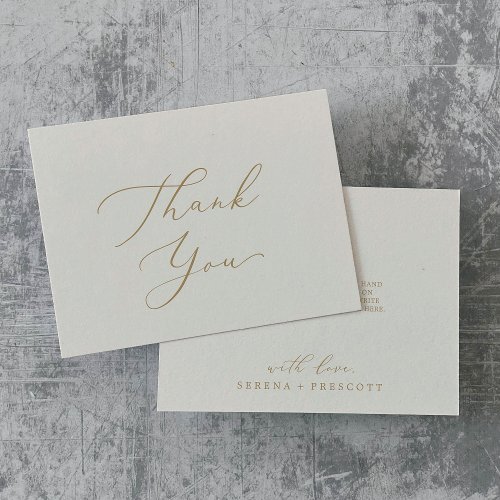 Delicate Gold Calligraphy  Cream Thank You Card