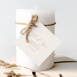 Delicate Gold Calligraphy | Cream Thank You Favor Tags