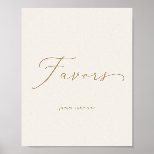 Delicate Gold Calligraphy | Cream Wedding Favors Poster (Front)
