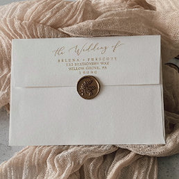 Delicate Gold Calligraphy Cream Wedding Invitation Envelope