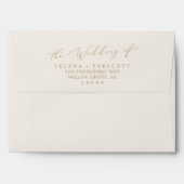 Delicate Gold Calligraphy Cream Wedding Invitation Envelope | Zazzle