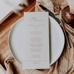 Delicate Gold Calligraphy | Cream Wedding Menu<br><div class="desc">This delicate gold calligraphy cream wedding menu card is perfect for a modern wedding. The romantic minimalist design features lovely and elegant champagne golden yellow typography on an ivory cream background with a clean and simple look. This menu can be used for a wedding reception, rehearsal dinner, or any event....</div>