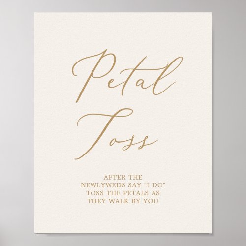 Delicate Gold Calligraphy Cream Wedding Petal Toss Poster