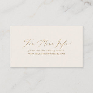 Delicate Gold Calligraphy Cream Wedding Website Enclosure Card