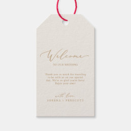 Delicate Gold Calligraphy | Cream Wedding Welcome Gift Tags