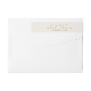 Delicate Gold Calligraphy   Cream Wedding Wrap Around Label