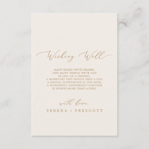 Delicate Gold Calligraphy  Cream Wishing Well Enclosure Card