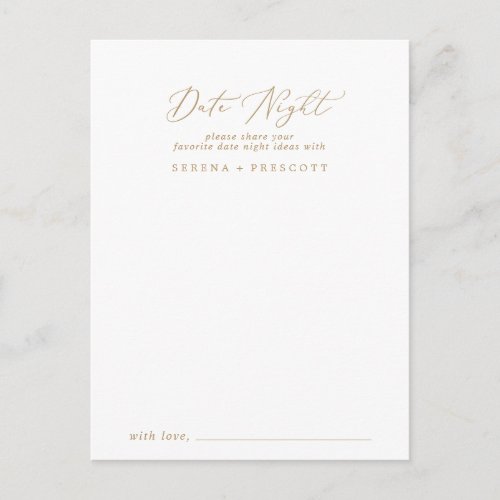 Delicate Gold Calligraphy Date Night Idea Cards