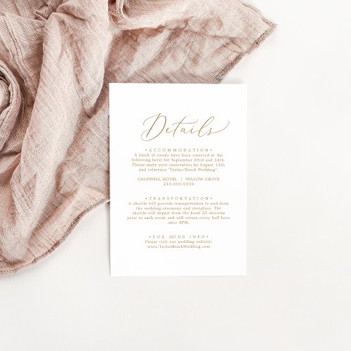 Delicate Gold Calligraphy Details Enclosure Card