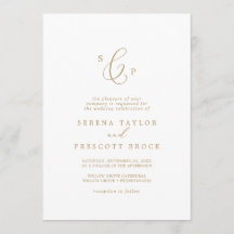 Delicate Gold Calligraphy Formal Monogram Wedding