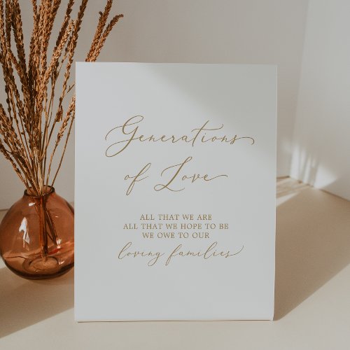 Delicate Gold Calligraphy Generations of Love Pedestal Sign