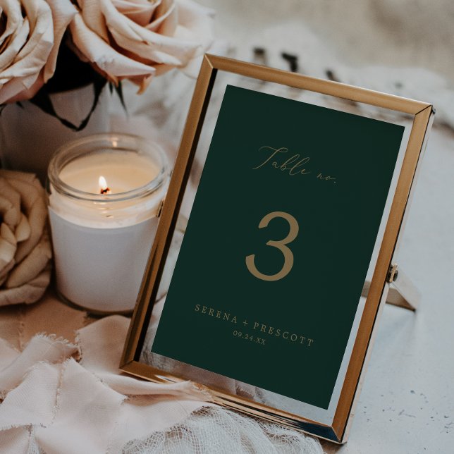Delicate Gold Calligraphy | Green Table No. Number (Creator Uploaded)