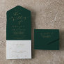 Delicate Gold Calligraphy | Green Wedding All In One Invitation
