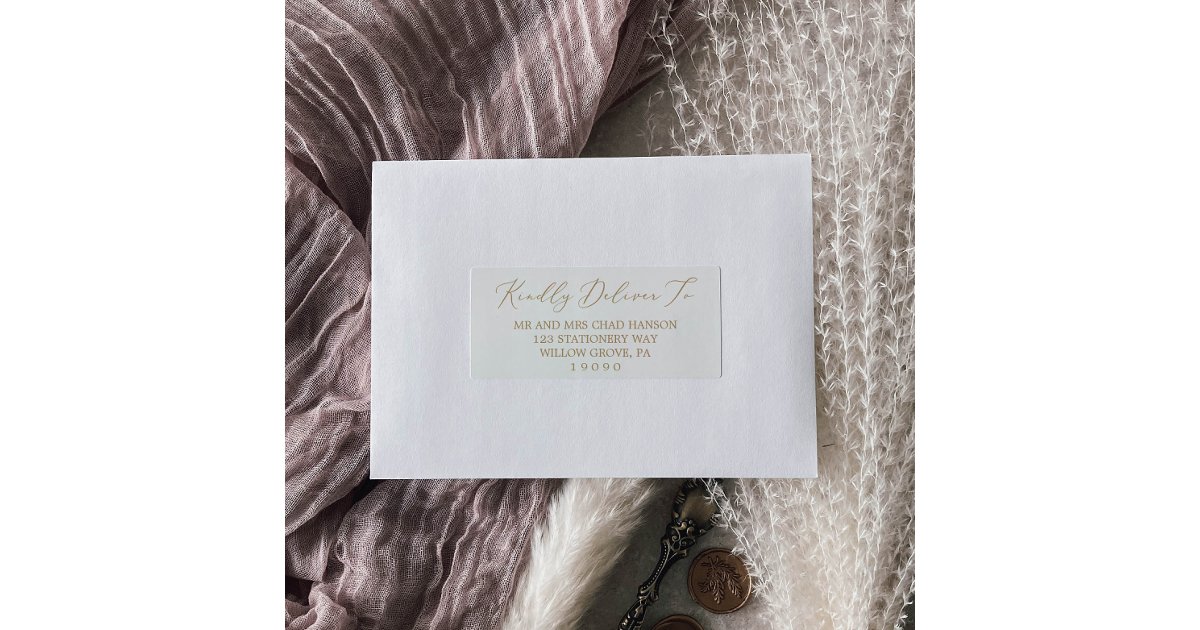 Delicate Gold Calligraphy Guest Address Labels | Zazzle