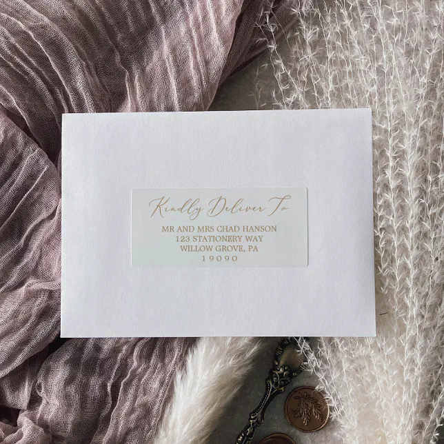 Delicate Gold Calligraphy Guest Address Labels | Zazzle