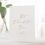 Delicate Gold Calligraphy Hot Chocolate Bar Pedestal Sign<br><div class="desc">This delicate gold calligraphy hot chocolate bar pedestal sign is perfect for a modern wedding. The romantic minimalist design features lovely and elegant champagne golden yellow typography on a white background with a clean and simple look.</div>