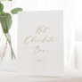 Delicate Gold Calligraphy Hot Chocolate Bar Pedestal Sign